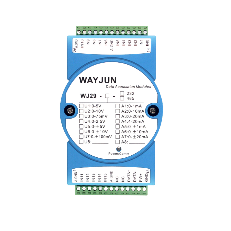 WJ29系列 16路模擬信號轉(zhuǎn)RS-485/232，數(shù)據(jù)采集A/D轉(zhuǎn)換模塊