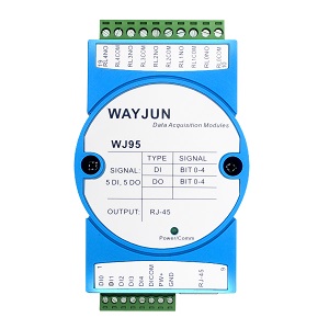 五路DI五路DO，網(wǎng)絡(luò)繼電器，Modbus TCP遠(yuǎn)程IO模塊 WJ95   