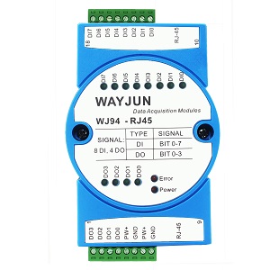 開關量8 入4 出，高速以太網通訊Socket 自由協(xié)議遠程IO 模塊 WJ94